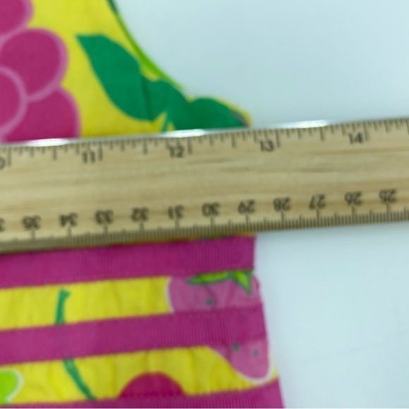 Lilly Pulitzer Girls Yellow & Pink Cotton Fruit & Flowers Dress- 7 - Picture 5 of 5